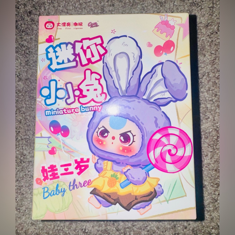 Miniature Bunny Doll with Purple Outfit